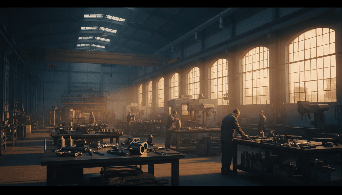 Completed industrial building with concrete apron